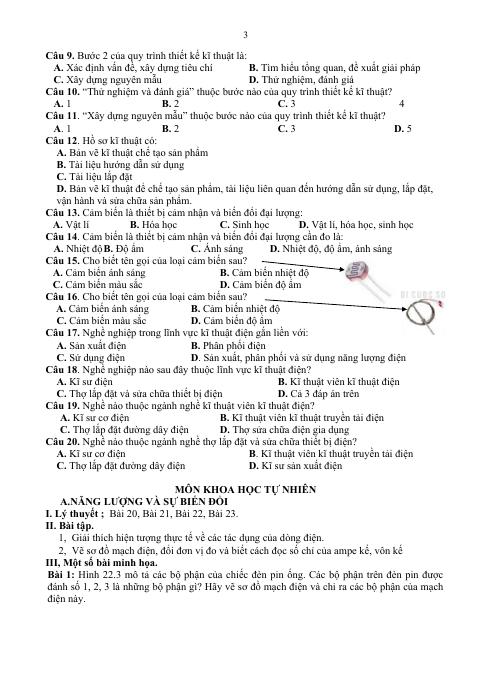 Đề cương ôn tập Học kì 2 KHTN 8 năm 2024–2025 trường THCS Ái Mộ (Hà Nội)